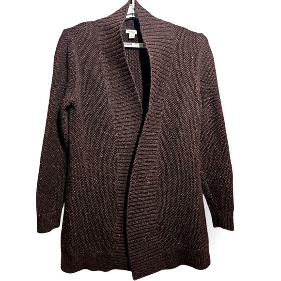 L.L. Bean Women’s Open Front Cardigan – Large – Chocolate Brown – Cotton Blend - Picture 1 of 9